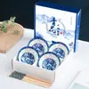 Boa Sorte Cerâmica Louça Tigela de Presente Porcelana Azul e Branca Lembrança Presente Prático Evento de Inauguração Drenagem Presente