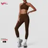 Conjunto de Ropa de Yoga Estilo Europeo y Americano, Alta Elasticidad, Correas Finas con Sensación de Segunda Piel, Hermoso Diseño de Espalda, Levanta Glúteos, Conjunto Deportivo de Dos Piezas de Cintura Alta para Mujer, Retorno Rápido