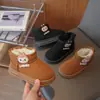 Botas de Nieve para Niñas Labubu 2025 Invierno Nuevas Niños Grandes Niñas Cálidas Grandes Forradas de Felpa de Algodón Zapatos de Algodón Engrosados Antideslizantes