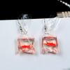 [Colección Roja] Pendientes rojos cálidos de moda estilo coreano simples versátiles pendientes largos de bola de pelo tela cristal