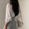 Design Sense Strap Shirt Mulheres fina camisa de manga curta OL Style Commuter All-match Emagrecimento Puro Desejo