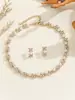 Accesorios para Mujer Collar Joyería Juego de Dos Piezas Aretes Vestido Collar de Perlas Cruz de Perla Conjunto de Piezas de Comercio Electrónico Transfronterizo