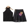 Ropa infantil transfronteriza de Amazon, chaleco de color liso para niña, top sin mangas, traje de falda midi plisada con estampado vaquero