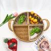 Rattan de imitação tecido com acrílico luxo leve alta qualidade novo prato para lanches lanches para chá da tarde compartimento para frutas secas doces