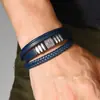 Pulseras de Cuero para Hombre Multicapa Tejidas a Mano de Aleación de Zinc Cuadradas Listas para Usar Estilo Nuevo Retro Europeo y Americano Transfronterizo