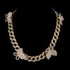 Suministro Europeo y Americano Accesorios de Mariposa Brillantes Personalizados con Pedrería Collar Cubano Accesorios Pequeños de Mariposa DIY Collar de Hip-Hop
