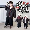 Jaqueta de Couro para Meninos Estilo Novo Primavera e Outono Cool Retro Estilo Motociclista Jaqueta com Capuz Roupa Estilosa de Outono para Bebê