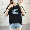 Camiseta de Manga Corta para Mujer Talla Grande 2025 Verano Nuevo Estilo Holgada Aspecto Adelgazante Moda Versátil Cuello Redondo Tops para Mujer Exportación