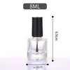 Botella de vidrio redonda transparente para esmalte de uñas de 3 ml Contenedor cuadrado para esmalte de uñas de 10 ml Botella vacía dividida para pegamento de uñas de 15 ml