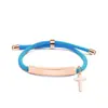 Pulsera Personalizada Publicidad Transfronteriza Logo Personalizado Multicolor Cruz Regalo Navideño Pulsera Trenzada Grabada de Acero de Titanio