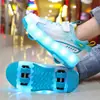 Zapatos de Patín para Niñas, Patines Transpirables para Niños, Zapatos Recargables Luminosos Famosos en Internet, Tenis Ocultos de Doble Rueda para Niños