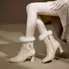 2026 Primavera y Otoño Nuevo Moda Casual de Comercio Exterior Forro Polar Piel de Conejo Genuina Cómodas Botas Cálidas de Tacón Medio Grueso Transfronterizas
