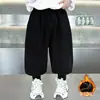 Calças de Pelúcia Outono Inverno 2026 Novo Estilo Calças Jogger Casuais Espessas para Crianças Calças de Algodão com Fleece de Uma Peça para o Inverno