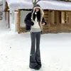 Pantalones de Yoga Empalmados Falsos de Dos Piezas para Mujer, Nuevos de Otoño e Invierno, Casual Americano Ajustados, Pantalones Acampanados Versátiles para Dama con Forro Polar y Engrosados