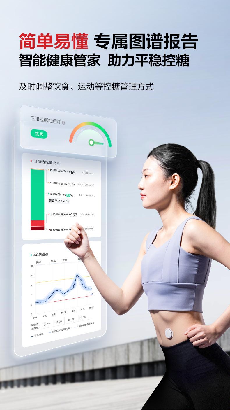 三诺爱看iCan动态血糖仪免扎手指24小时高精准持续监测器可用15天