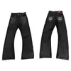 Calça jeans flare bordada tridimensional estilo retrô americano para homens e mulheres, calça da moda slim de perna reta para primavera e outono