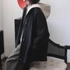 Jaqueta Trench Coat Preto para Mulheres com Design Sombrio de Nicho, Atitude Silhueta Estilo Japonês Transfronteiriço, Gola Redonda Solta Relaxada
