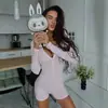 Europeu e Americano Puro Desejo Retrô Verão Novo Macacão Decote V Manga Longa Macacão Respirável Macacão Sexy Slim
