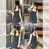 Camiseta básica azul de cuello medio alto para mujer, nuevo estilo de principios de otoño 2025, con bordes de volantes, adecuada para usar en capas o sola, top de punto adelgazante