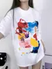 GALLERY DEPT TIDE estampa colorida de letras de desenho animado camiseta de manga curta de alta qualidade casual solta verão masculina e feminina