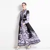 Diseño Europeo y Americano Transfronterizo Amazon Vestido Estampado Primavera Verano 2024 Comercio Exterior Elegante Cintura Cuello V Vestido Estampado