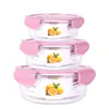 Lonchera Redonda de Vidrio, Apta para Microondas, Grado Alimenticio, Lonchera Conservadora de Frescura para Oficinistas, Mujeres, con Tapa