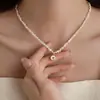 Colar de Pérolas Naturais Barrocas Muito Pequenas Amor Design Irregular Corrente para Clavícula Corrente de Colar Francesa