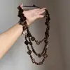 Collar Transfronterizo de Personalidad Exagerada Múltiples Capas Geométricas con Hebilla Retorcida Cadena para Suéter Tejida de Moda Estilo Bohemio con Cuentas