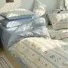 Conjunto Universal de Quatro Peças Floral Pequeno para Todas as Estações Capa de Edredom de Algodão Puro Lavado Conjunto de Cama de Três Peças para Dormitório Estudantil Solteiro e Casal
