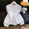 Camisa Redonda con Adorno de Encaje para Mujer, Nuevo Diseño Primavera 2026, Borde Fruncido, Top Elegante y Juvenil