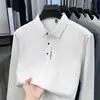 Camisa Polo de manga larga para hombre en transmisión en vivo, nueva de primavera y otoño, de malla transpirable, con cuello camisero, de color liso, secado rápido, transpirable, camiseta