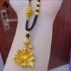 Tienda de oro con el mismo método antiguo de arena de oro bodhi lotus dos mundo feliz colgante collar mujer cuerda negra loto collar al por mayor