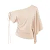 Camiseta allure pura de un hombro con cordón y manga corta, nuevo estilo de verano, asimétrica sin hombros, corte ajustado, plisada, top sexy