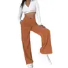 2025 Amazon Otoño Nuevos Pantalones Casuales de Cintura Alta para Mujer Color Sólido de Pana Europeos y Americanos Pantalones Sueltos de Pierna Recta para Mujer