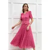 Vestido de Moda para Mujer con Patchwork de Encaje Plisado y Perlas, Comercio Exterior, Diseño Floral Adelgazante, Ropa para Mujer Tallas Grandes