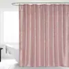 Cortina de Ducha Estampado en Foil Dorado y Plateado de Comercio Exterior, Cortina de Baño de Poliéster Tipo Lino Sintético, Cortina Divisoria de Baño con Ganchos para Cortina, Juego de Cortina de Ducha