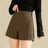 Shorts de Terno Espessos com Estampa de Grou Branco Feminino Estilo Novo de Primavera Emagrecedor Cintura Alta Perna Larga Bootcut Calças Casuais Rebites Lã