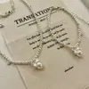 Conjunto de Colar e Pulseira de Pérolas com Laço de Alta Qualidade Prata Esterlina 925 Laço Pingente de Zircônia Pérola Em Estoque Atacado