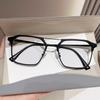Óculos de Metal com Ponte Dupla para Receita para Homens Conectados, Bloqueio de Luz Azul, Armações Browline Tendência Retrô Personalidade