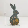 Colgante de Conejo de Madera Pintado para Pascua Adorno Estilo Nórdico Atmósfera Festiva Manualidades Mesa Regalo Creativo