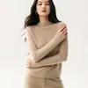 Suéter de cachemira 100% suave, liso y sin costuras para mujer, cuello alto medio, tejido de punto ajustado como capa interior, suéter básico
