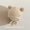 Touca para Bebê de 6 a 12 Meses Outono e Inverno Gorro de Tricô Quente com Proteção para Orelhas Touca Fofa com Duas Bolas para Bebê de Poucos Meses
