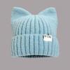 Gorro de Punto Grueso Cálido Acolchado con Orejas de Gato Moda Invierno para Mujer Combinable Sombrero de Lana Cyber Celebrante Gorro Cortavientos con Protección para las Orejas