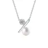 Joyería Transfronteriza Plata de Ley S925 Moissanita Perla Collar para Mujer Diseño de Nicho Colgante Símbolo de Porcentaje Cadena para Clavícula