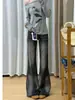 Chao Li tem estoque de jeans estilo americano microflare para mulheres estilo Outono/Inverno 2026 emagrecedor não gruda nas pernas calças flare em forma de ferradura pretas cinzas