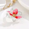 Anillo de Loto Rosa Personalidad Femenina Estilo Étnico Flor de Epoxi Anillo para Dedo Índice Moda Versátil Creativo Anillo Hueco