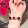 Senhora pombo vermelho sangue orelha orelha gema colar antigo banhado a ouro 18K romã flor de semente pulseira de zircão
