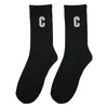 Calcetines de Mujer con Letra C, Tendencia Ins de Otoño, Pantalones de Tiburón de Media Pantorrilla, Calcetines Largos Versátiles Casuales, Calcetines Holgados de Color Sólido