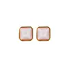 Pendientes de Plata S925 con Diseño de Cubo de Azúcar y Concha Rosa, Lujo Accesible, Ropa de Trabajo Sencilla y a la Moda, Pendientes Elegantes Pequeños, Exquisitos y Versátiles