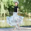 26 Nova Saia Estampada Estilo Boho Resort Europeu e Americano Primavera/Verão com Barra Larga para Mulheres